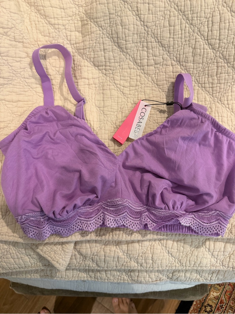 Cosabella Lavender Purple Lace-Trim Bralette